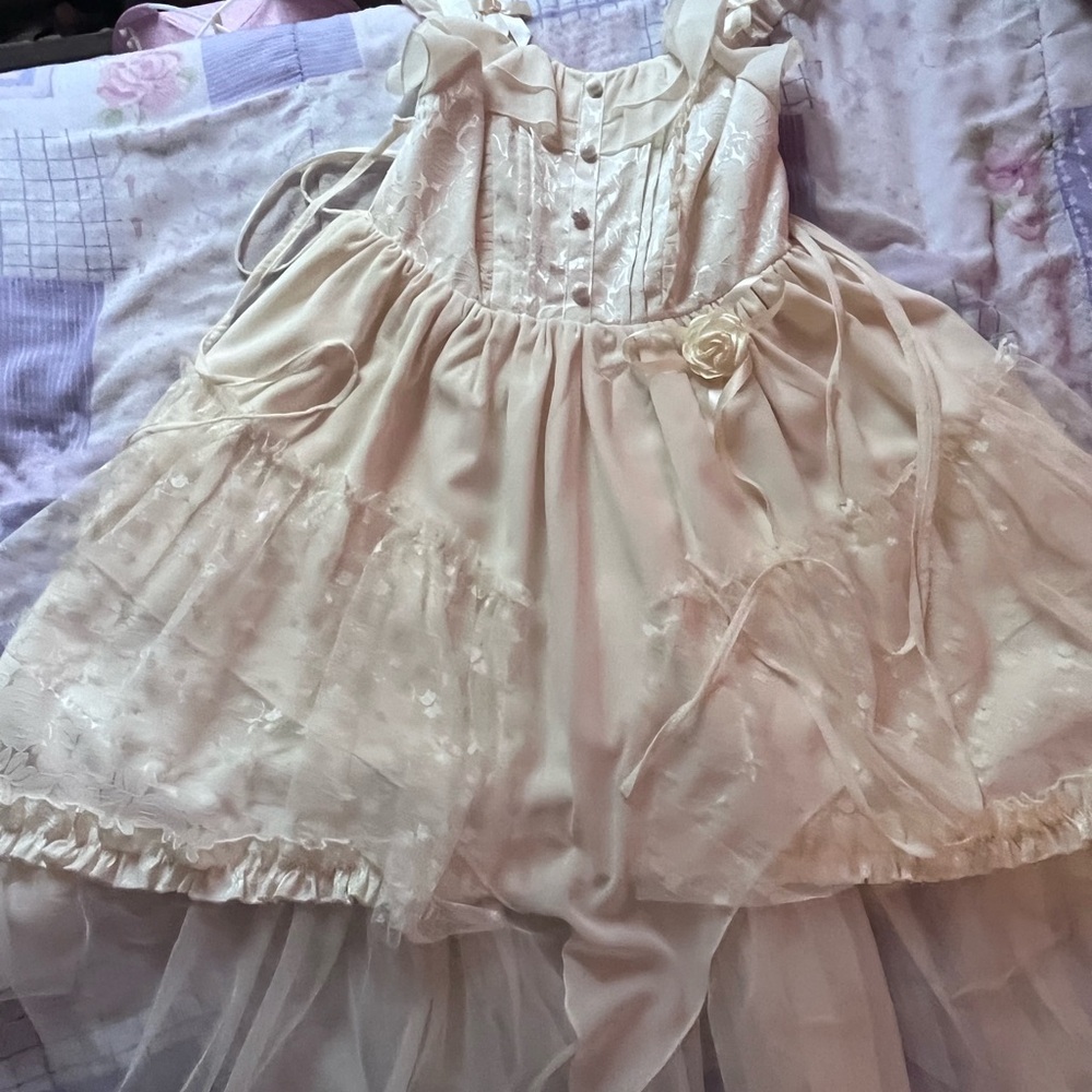 Elegant Cream High Low Dress